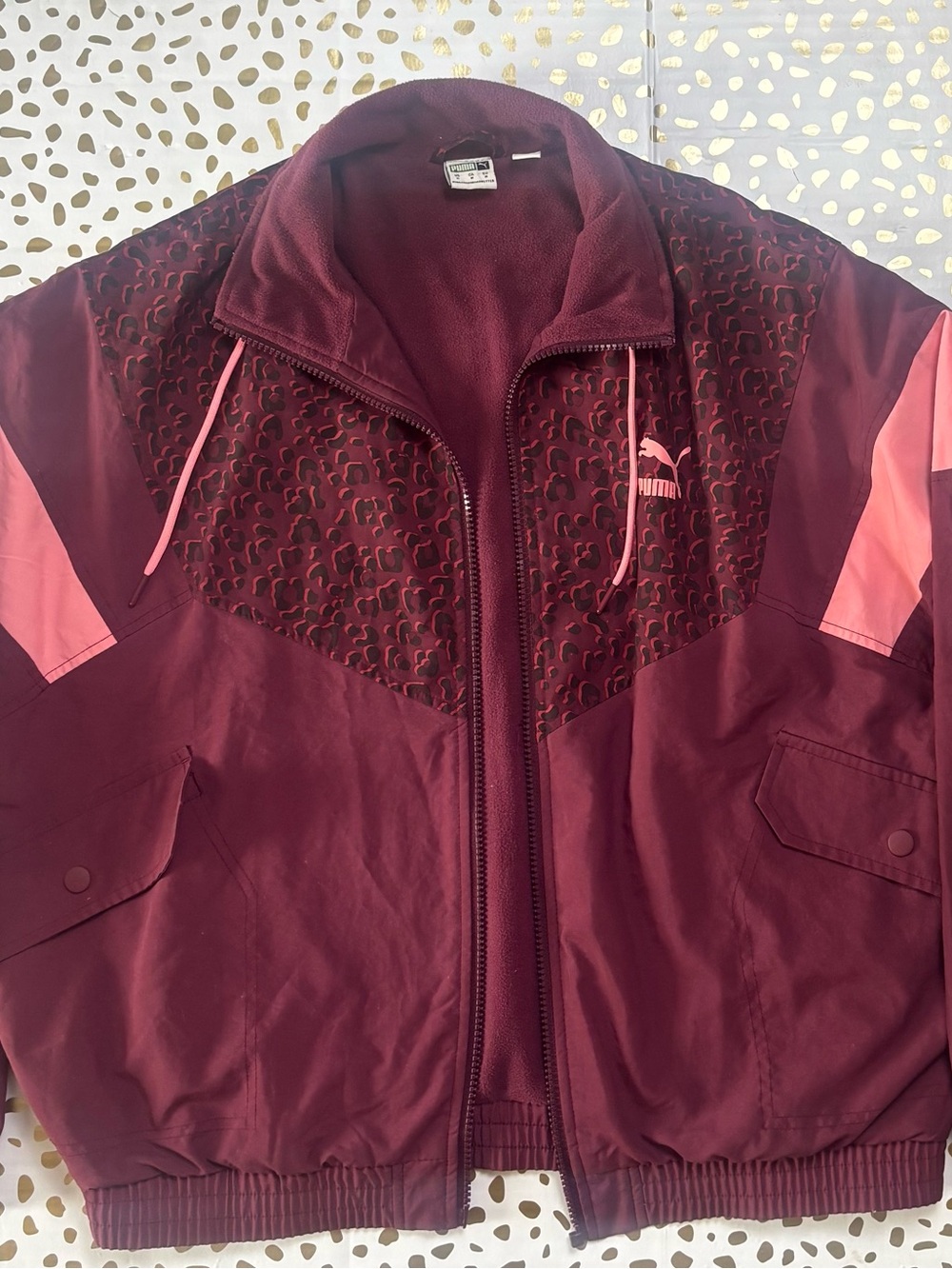 Puma Burgundy Jacket with Pink Accents